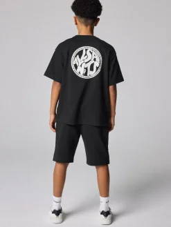 Sale smALLSAINTS Distortion T-Shirt and Sweat Shorts Set Black