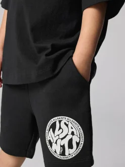 Sale smALLSAINTS Distortion T-Shirt and Sweat Shorts Set Black