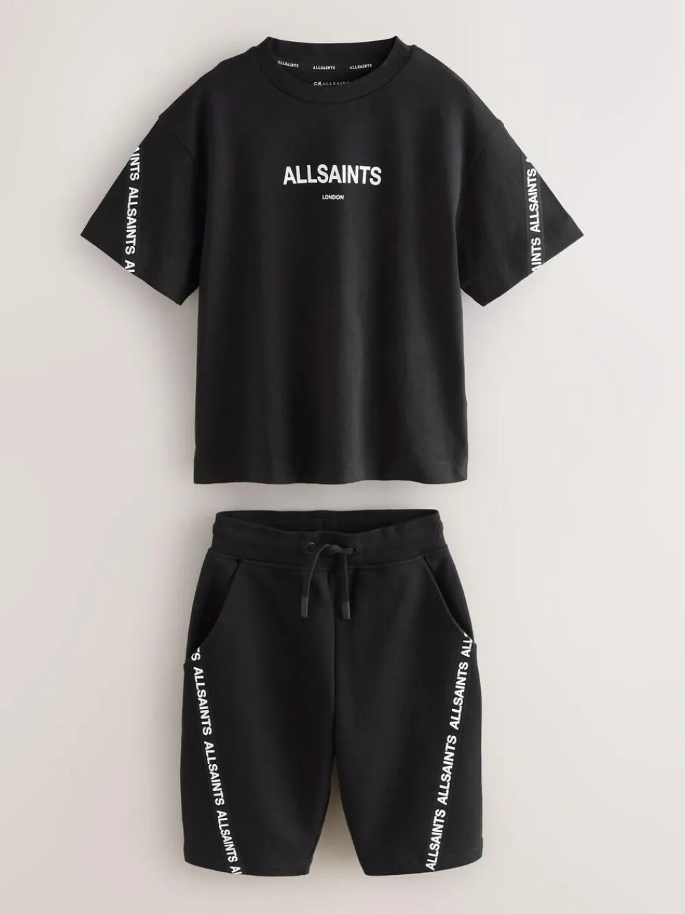 Outlet smALLSAINTS Black Logo Tape T-Shirt and Sweat Shorts Set