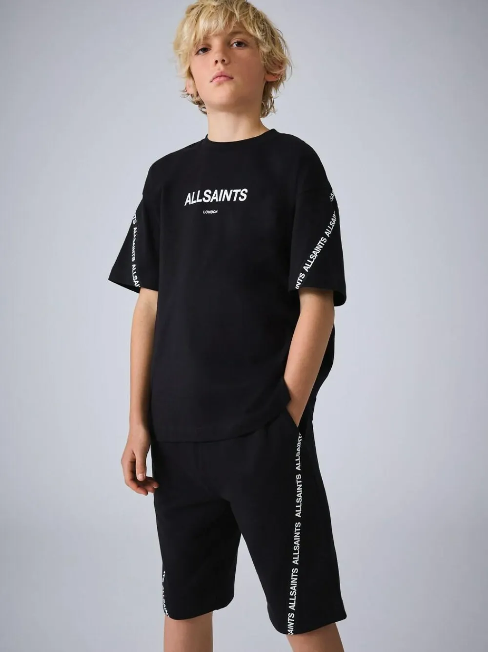 Outlet smALLSAINTS Black Logo Tape T-Shirt and Sweat Shorts Set