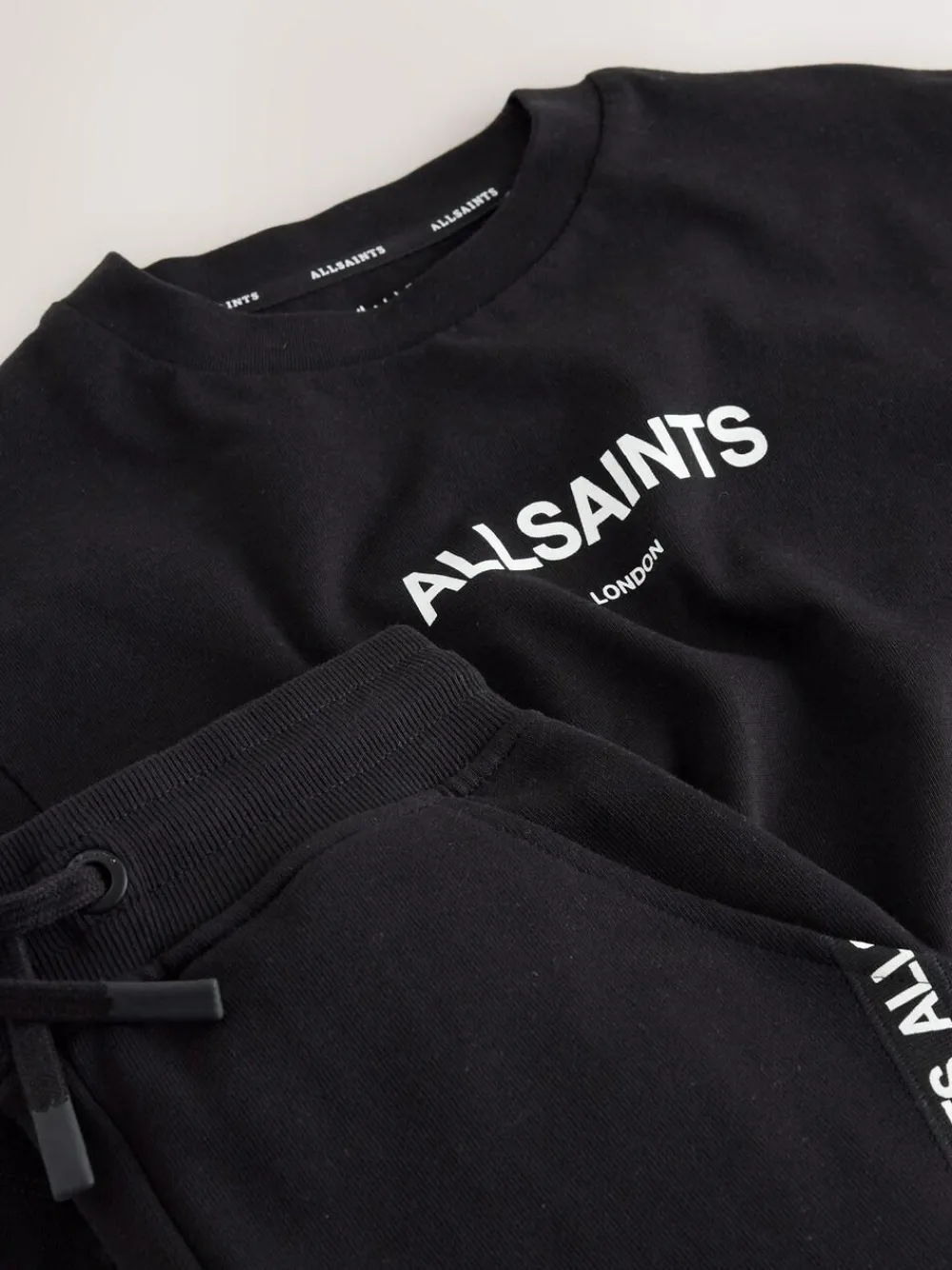 Outlet smALLSAINTS Black Logo Tape T-Shirt and Sweat Shorts Set