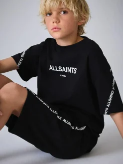 Outlet smALLSAINTS Black Logo Tape T-Shirt and Sweat Shorts Set