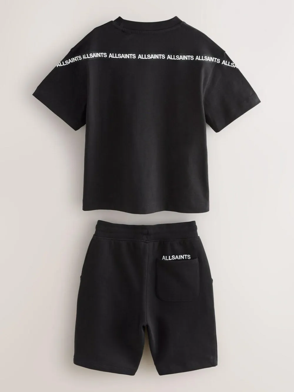 Outlet smALLSAINTS Black Logo Tape T-Shirt and Sweat Shorts Set