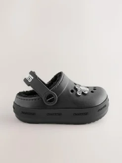 New smALLSAINTS Print Borg Lined Clog Slippers Black