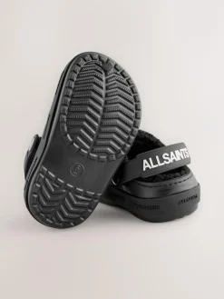 New smALLSAINTS Print Borg Lined Clog Slippers Black