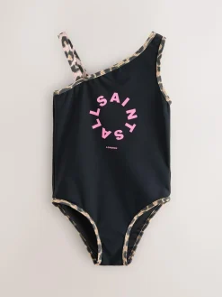 smALLSAINTS Black Tierra Logo Asymmetric Swimsuit^ Swimwear