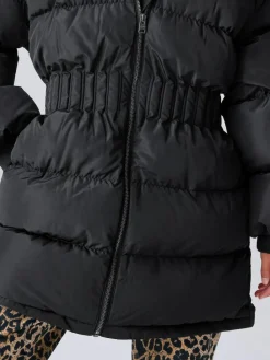 Best smALLSAINTS Black Waisted Longline Padded Coat