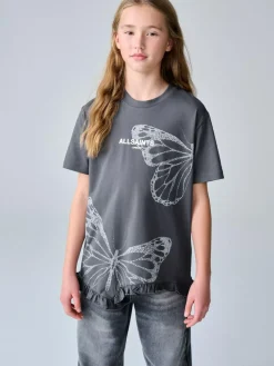 smALLSAINTS Charcoal Grey Asymmetric Hem Crew Neck Cotton T-Shirt^ T-Shirts