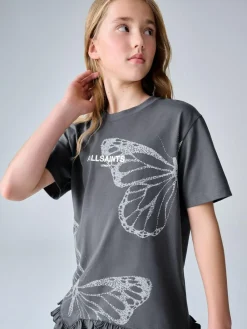 smALLSAINTS Charcoal Grey Asymmetric Hem Crew Neck Cotton T-Shirt^ T-Shirts