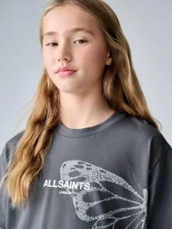 smALLSAINTS Charcoal Grey Asymmetric Hem Crew Neck Cotton T-Shirt^ T-Shirts