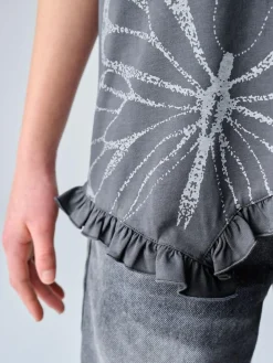 smALLSAINTS Charcoal Grey Asymmetric Hem Crew Neck Cotton T-Shirt^ T-Shirts