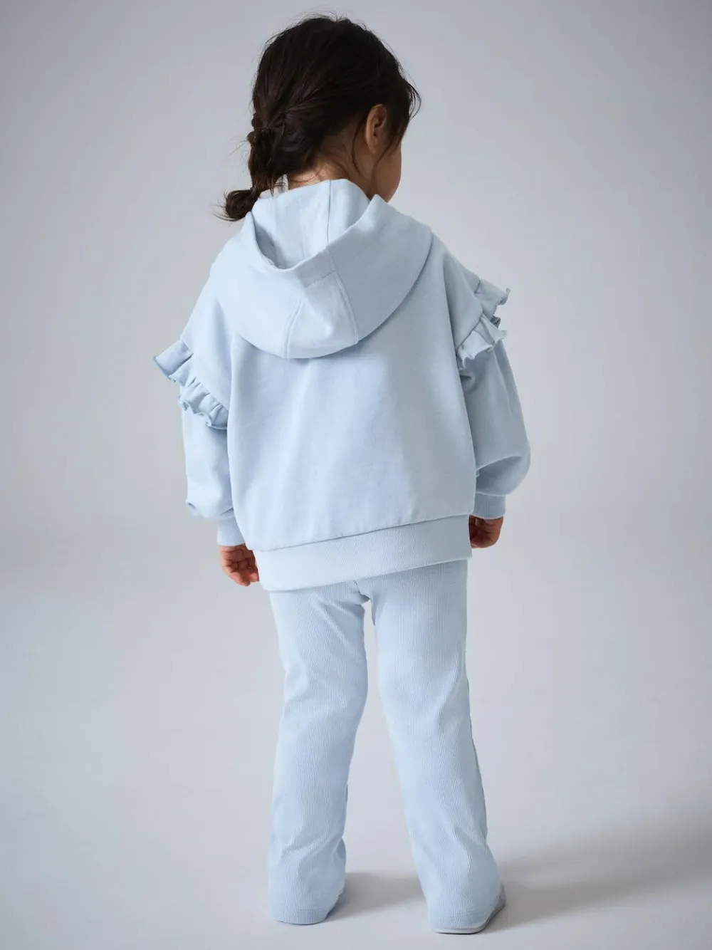 smALLSAINTS Light Blue Lover Frill Hoodie and Ribbed Flared Leggings Younger Set^ Sweatshirts & Hoodies