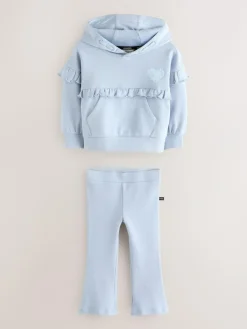 smALLSAINTS Light Blue Lover Frill Hoodie and Ribbed Flared Leggings Younger Set^ Sweatshirts & Hoodies