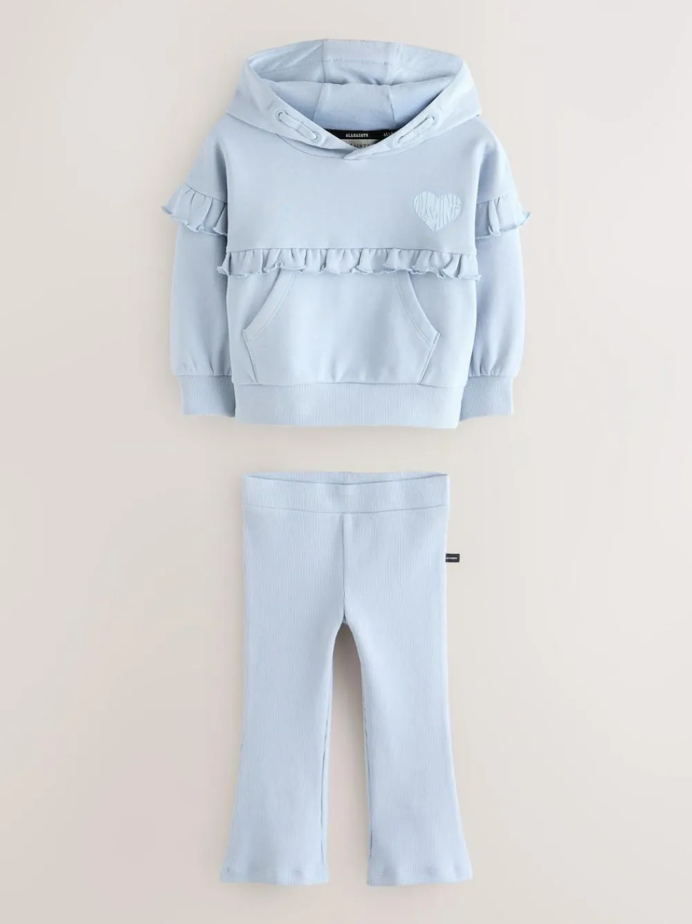 smALLSAINTS Light Blue Lover Frill Hoodie and Ribbed Flared Leggings Younger Set^ Sweatshirts & Hoodies