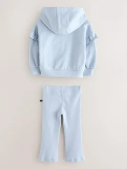 smALLSAINTS Light Blue Lover Frill Hoodie and Ribbed Flared Leggings Younger Set^ Sweatshirts & Hoodies