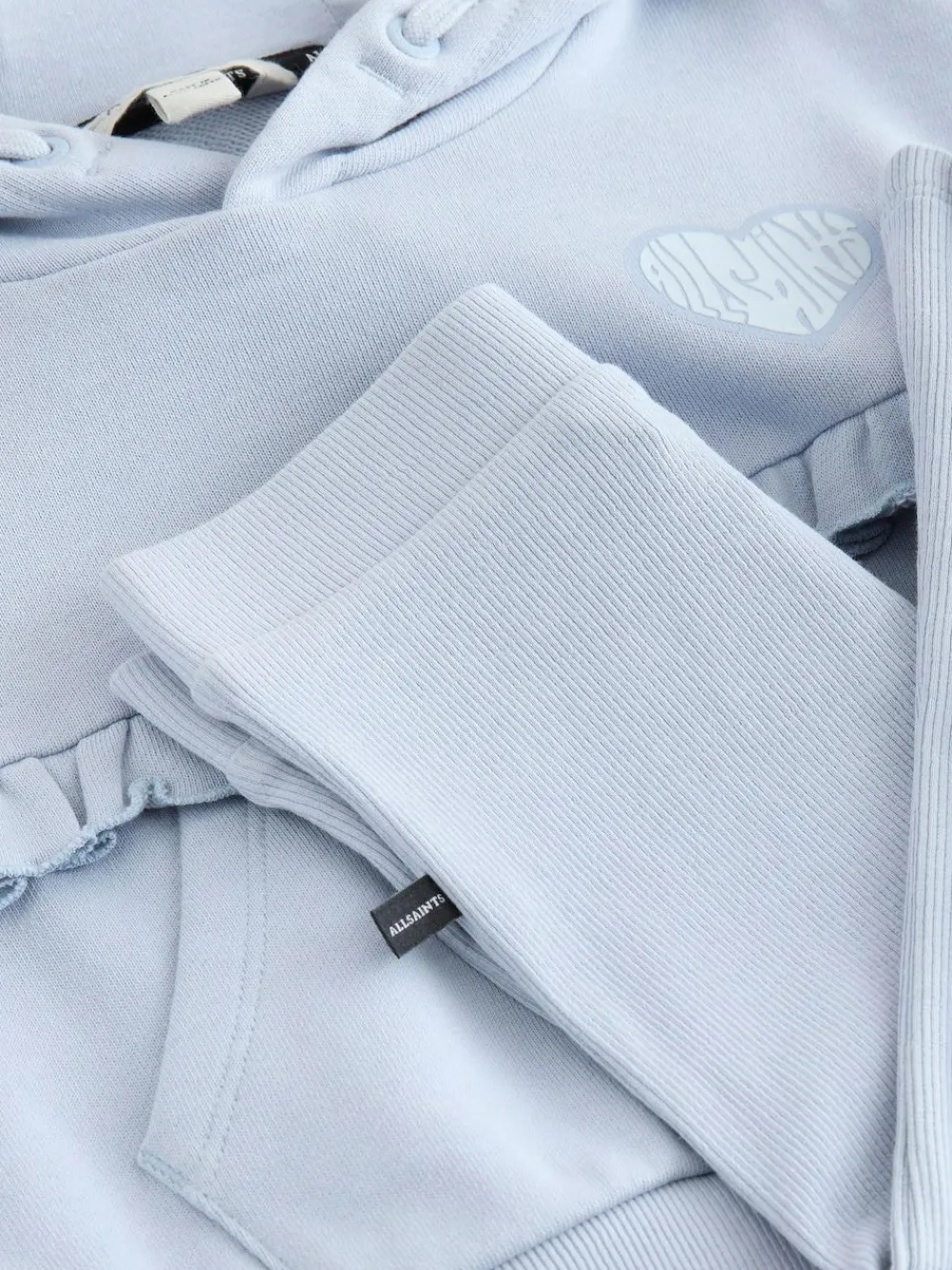 smALLSAINTS Light Blue Lover Frill Hoodie and Ribbed Flared Leggings Younger Set^ Sweatshirts & Hoodies