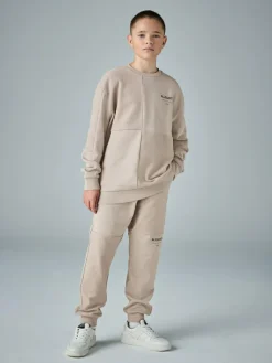 Clearance smALLSAINTS Underground Oversized Textured Panel Sweatshirt and Joggers Set Light Brown