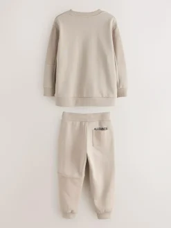 Clearance smALLSAINTS Underground Oversized Textured Panel Sweatshirt and Joggers Set Light Brown