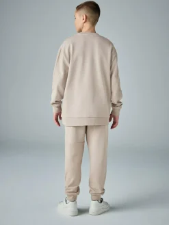 Clearance smALLSAINTS Underground Oversized Textured Panel Sweatshirt and Joggers Set Light Brown