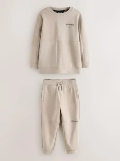 Clearance smALLSAINTS Underground Oversized Textured Panel Sweatshirt and Joggers Set Light Brown