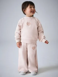 Online smALLSAINTS Light Pink Lover Sweatshirt and Wide Leg Joggers Younger Set