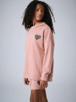 Hot smALLSAINTS Mid Pink Lover Hoodie and Sweat Shorts Set