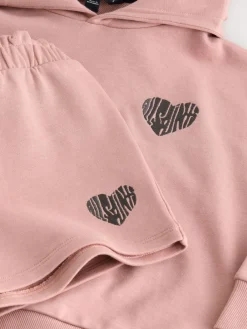 Hot smALLSAINTS Mid Pink Lover Hoodie and Sweat Shorts Set