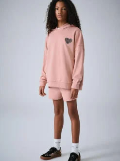 Hot smALLSAINTS Mid Pink Lover Hoodie and Sweat Shorts Set