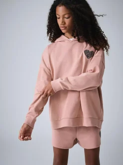 Hot smALLSAINTS Mid Pink Lover Hoodie and Sweat Shorts Set