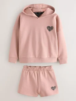 Hot smALLSAINTS Mid Pink Lover Hoodie and Sweat Shorts Set