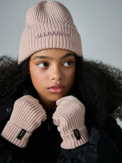 Hot smALLSAINTS Pink Underground Logo Beanie and Gloves Set