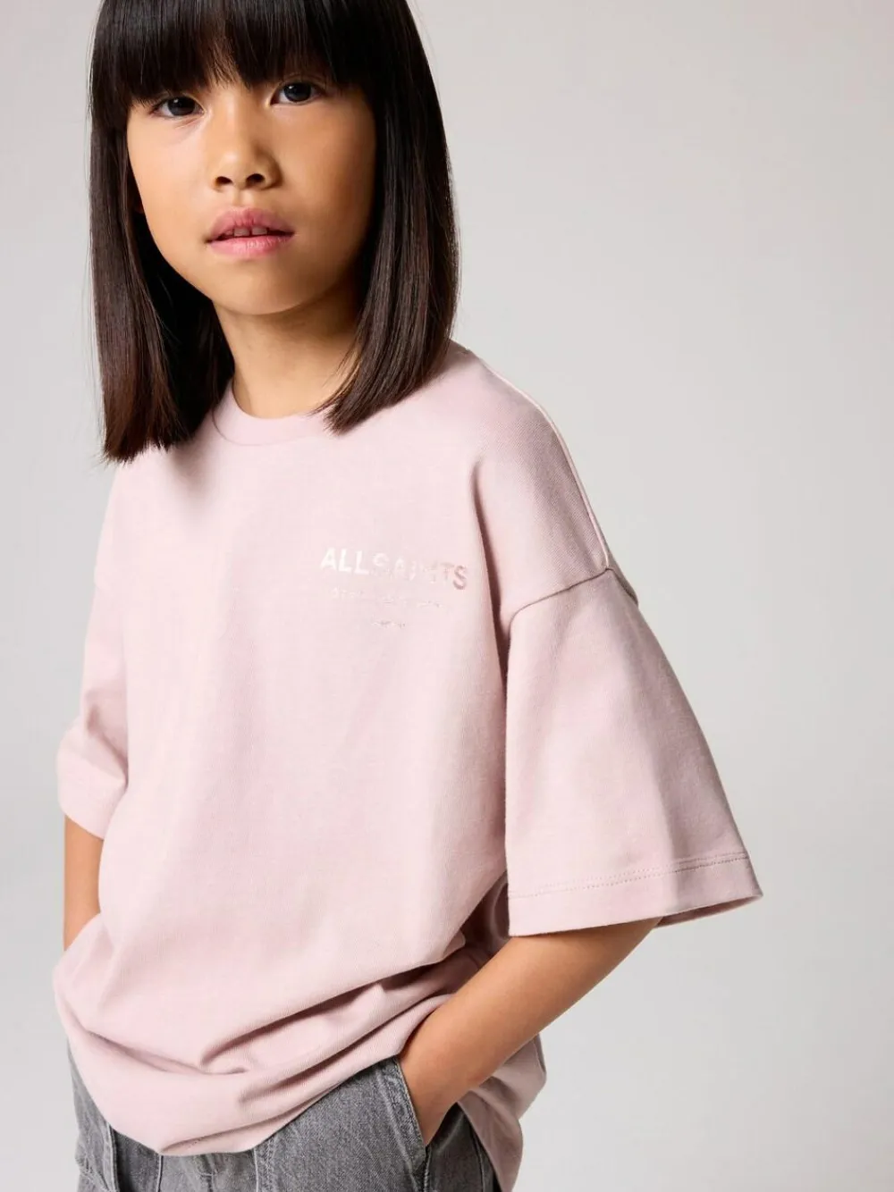 smALLSAINTS Oversized Girls Underground Crew T-Shirt Pink/Metallic