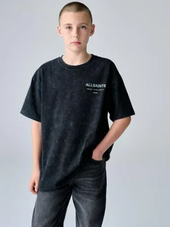 Outlet smALLSAINTS Washed Black Oversized Underground Crew Neck Cotton T-Shirt