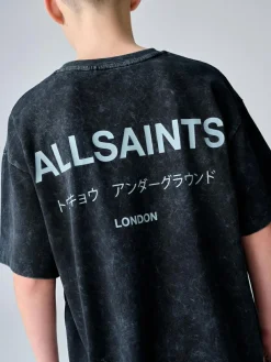 Outlet smALLSAINTS Washed Black Oversized Underground Crew Neck Cotton T-Shirt
