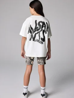 smALLSAINTS White/Snake Orlando Oversized T-Shirt and Cycling Shorts Set^ Shorts & Skirts