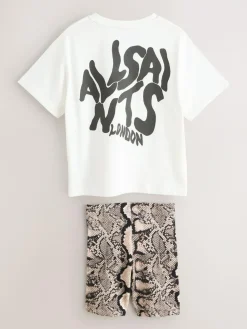 smALLSAINTS White/Snake Orlando Oversized T-Shirt and Cycling Shorts Set^ Shorts & Skirts