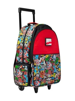 Clearance Smiggle Black Marvel Trolley Backpack with Light Up Wheels