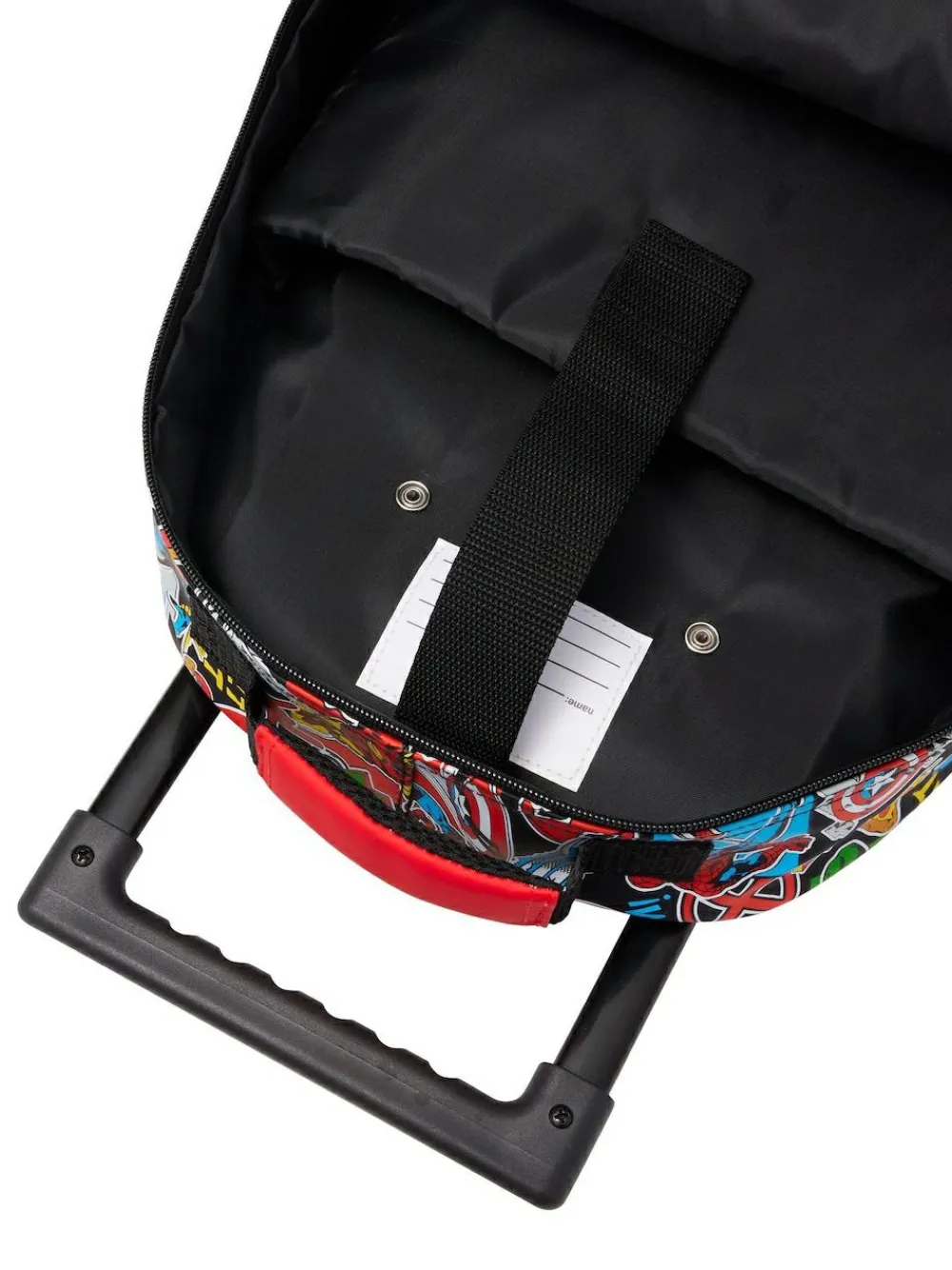 Clearance Smiggle Black Marvel Trolley Backpack with Light Up Wheels