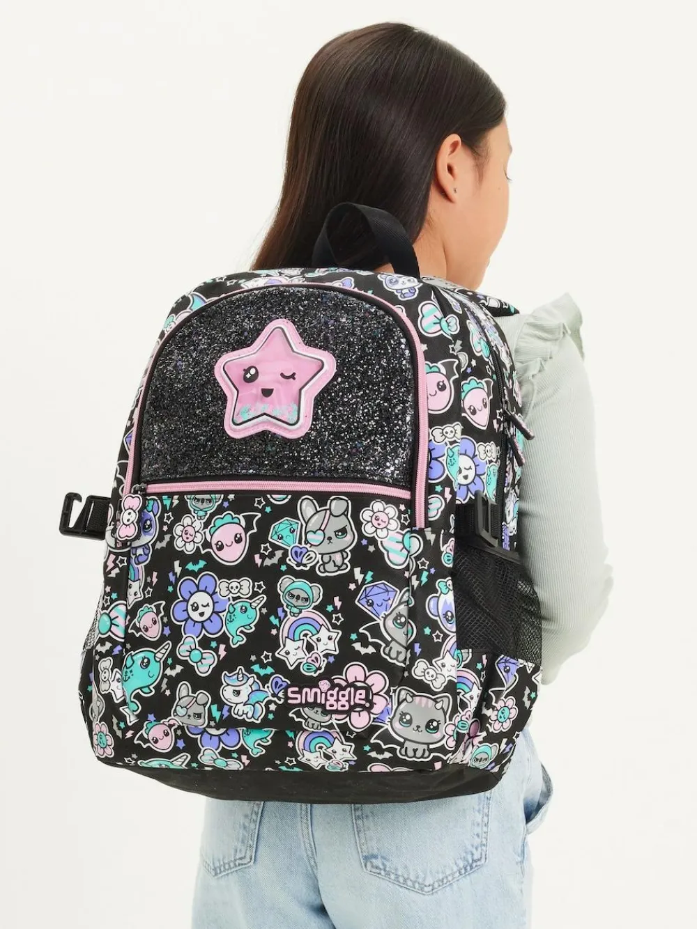 New Smiggle Black Trailblazer Classic Attach Backpack