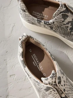 Next Slip On Signature Leather Chunky Wedge Platform Trainers^Women Sneakers