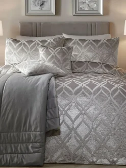 Hot Soiree Belfort Jacquard Duvet Cover Set Silver