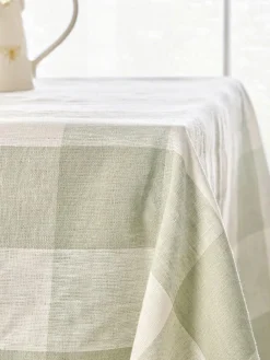 Sophie Allport Sage Green Gingham Linen Tablecloth^ Table Linen, Placemats & Coasters