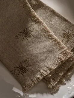 Best Sophie Allport Set of 4 Natural Linen Bee Napkins With Fringe
