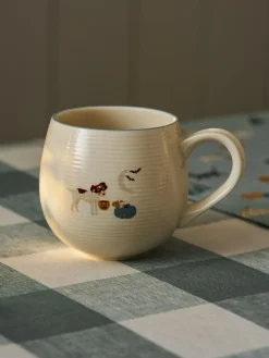 Sophie Allport Soft Teal Paws & Pumpkins Stoneware Mug