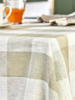 New Sophie Allport Stone Gingham Linen Tablecloth