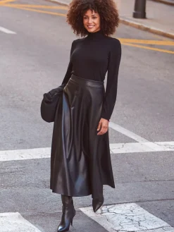 Sosandar Faux Leather Midaxi Skirt^Women Skirts|Occasionwear