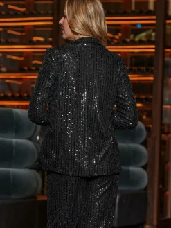 Sosandar Black Sequin Relaxed Fit Blazer^Women Blazers|Suits & Tailoring