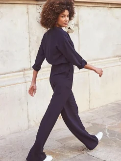 Sosandar Blue Drawstring Waist Jumpsuit^Women Jumpsuits & Playsuits