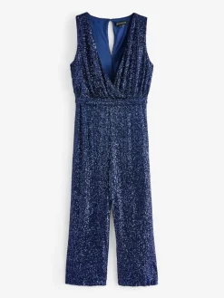 Sosandar Blue Sequin Wrap Front Jumpsuit^Women Jumpsuits & Playsuits