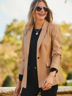 Sosandar Faux Leather Blazer^Women Blazers|Suits & Tailoring